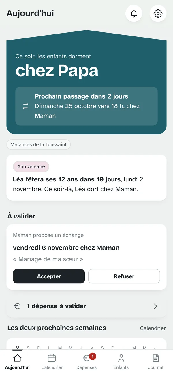 Écran Aujourd'hui de Biloka